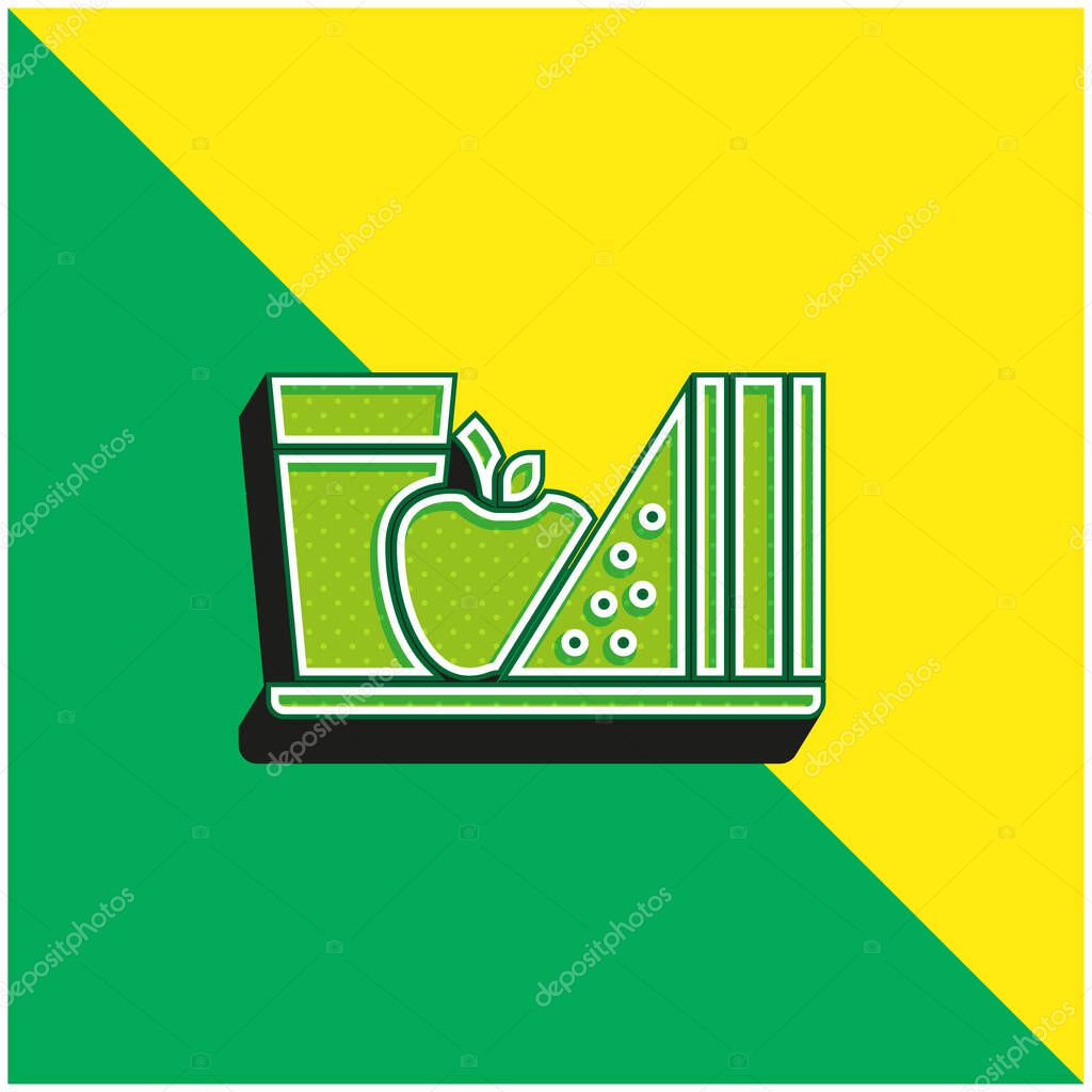 Breakfast Green and yellow modern 3d vector icon logo