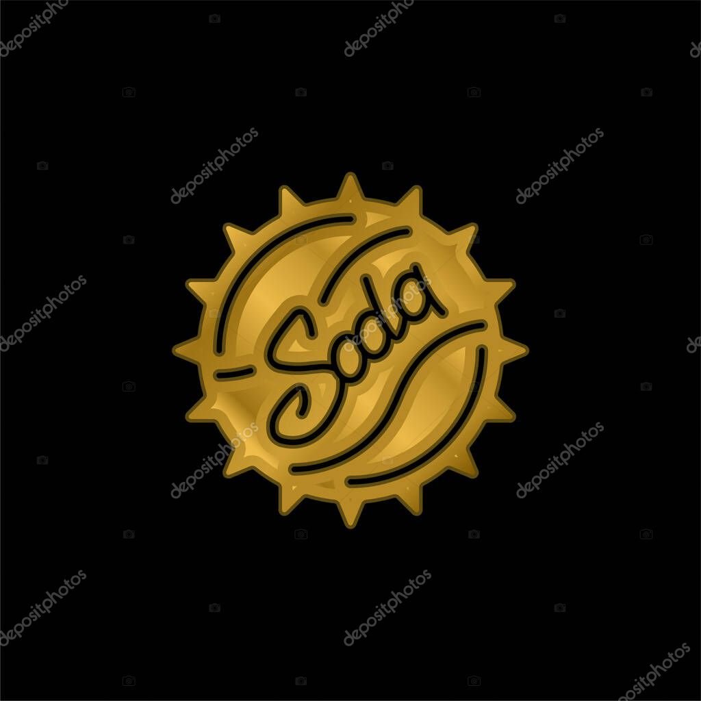 Bottle Cap gold plated metalic icon or logo vector