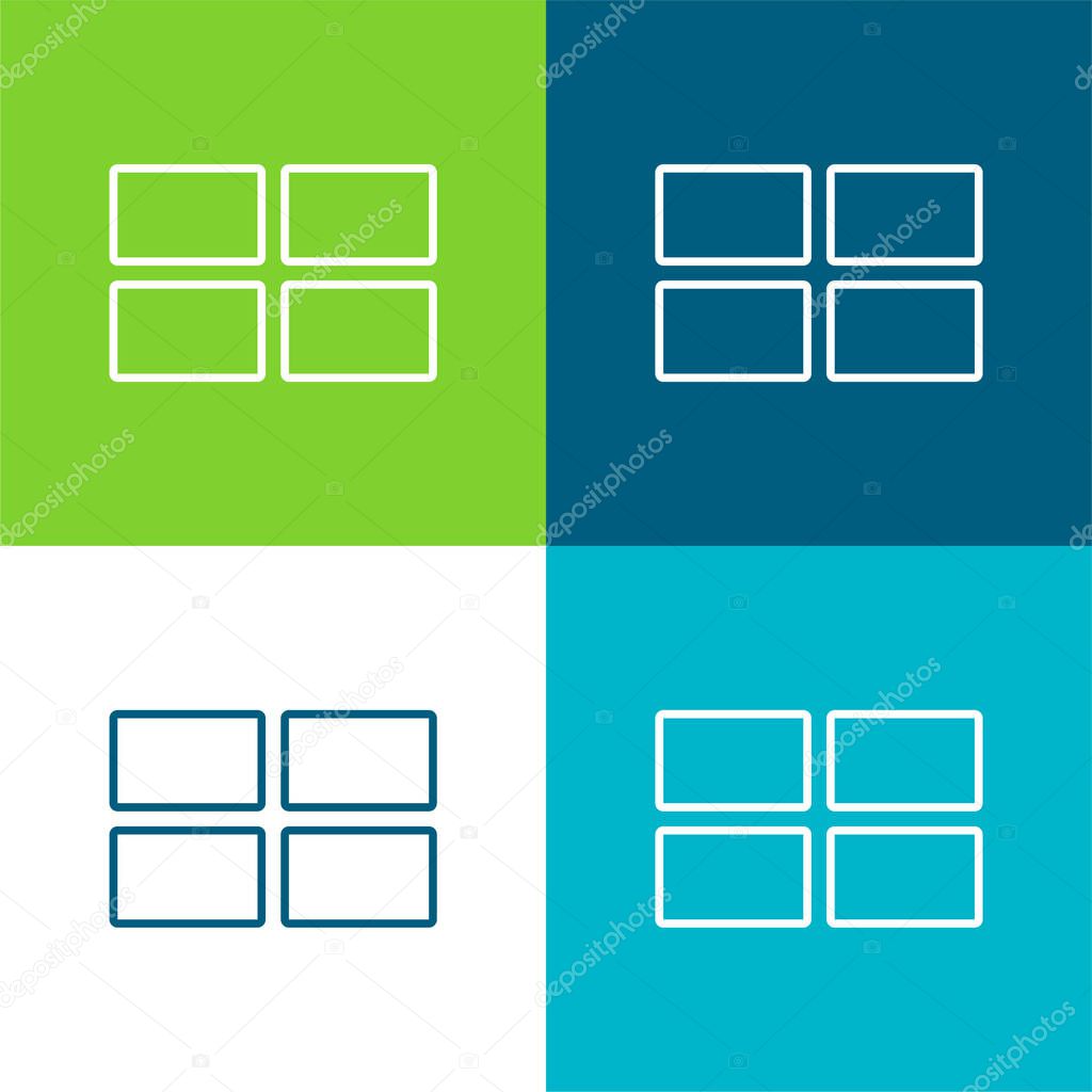 4 Rectangles Flat four color minimal icon set