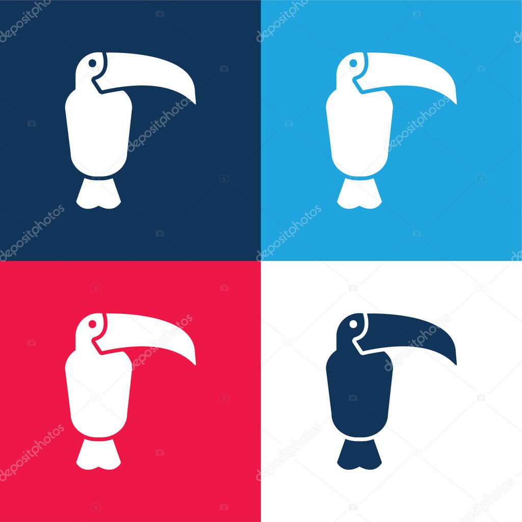 Animal blue and red four color minimal icon set