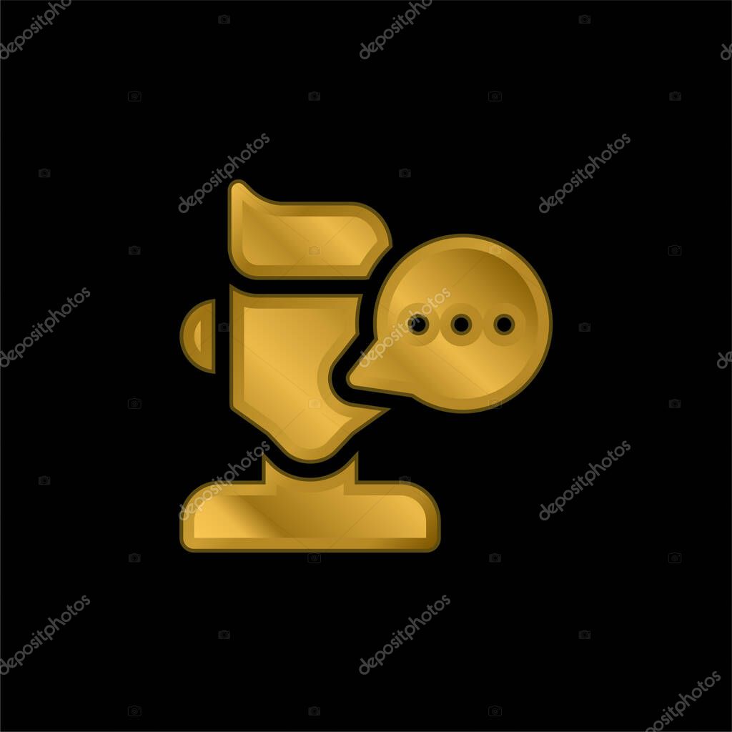 Blogger gold plated metalic icon or logo vector