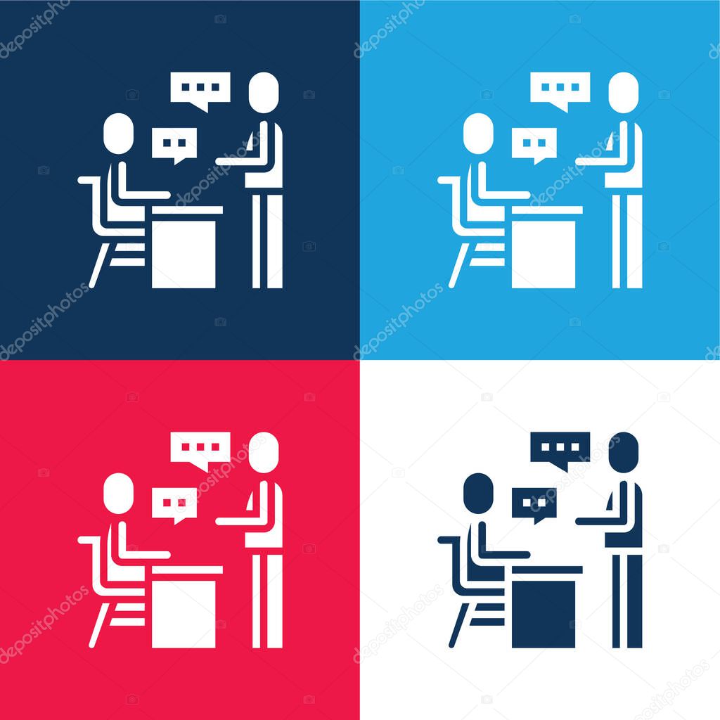Assigment blue and red four color minimal icon set