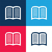 Kniha Otevřený symbol modrá a červená čtyři barvy minimální ikona nastavena