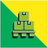 Doboz Zöld és sárga modern 3D vektor ikon logó