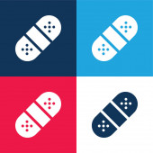 Band Aid modrá a červená čtyři barvy minimální ikona nastavena