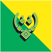 Azték nyaklánc Zöld és sárga modern 3D vektor ikon logó