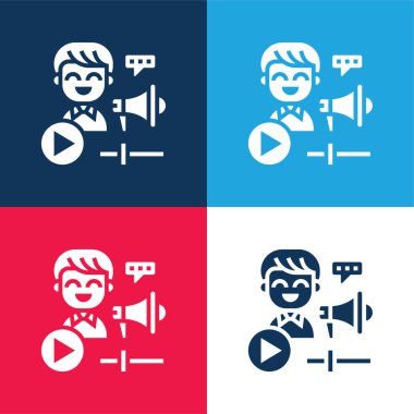 Reklam mavi ve kırmızı dört renk minimal simgesi