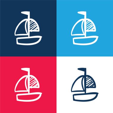 Tekne Eli Çekilmiş Oyuncak Mavi ve Kırmızı Minimum Renk Simgesi