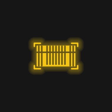 Barkod sarı parlayan neon simgesi