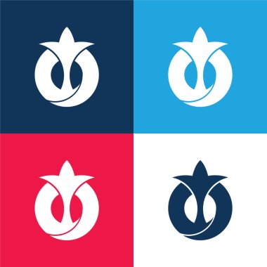 Aichi Japon Bayrağı Soyut Sembol Mavisi ve Kırmızı Dört Renk Minimum Simgesi