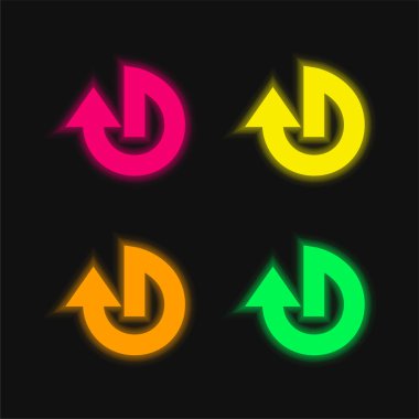 Ok Dairesel Şekli dört renkli parlayan neon vektör simgesi