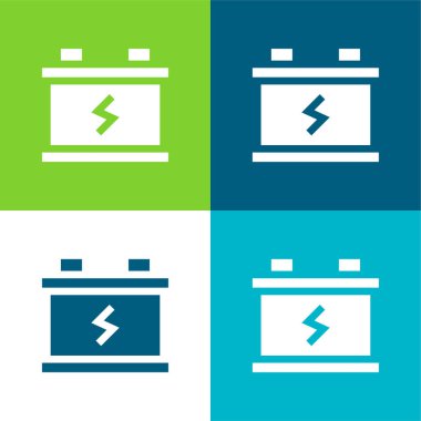 Batarya Düz 4 renk en küçük simge seti