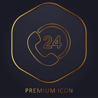 24 Hours Calls golden line premium logo or icon clipart