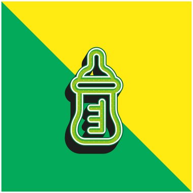 Baby Bottle Green and yellow modern 3d vector icon logo clipart