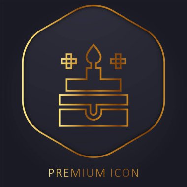 Birthday Cake golden line premium logo or icon clipart
