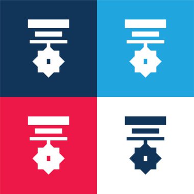 Rozet mavi ve kırmızı dört renk minimal simge kümesi