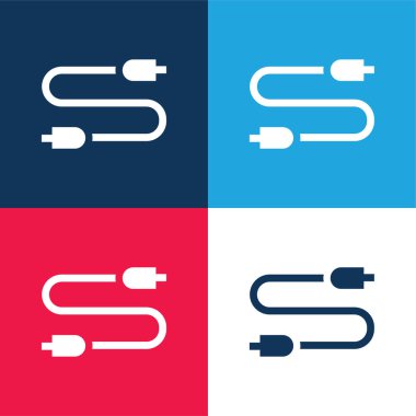 Audio Jack blue and red four color minimal icon set clipart