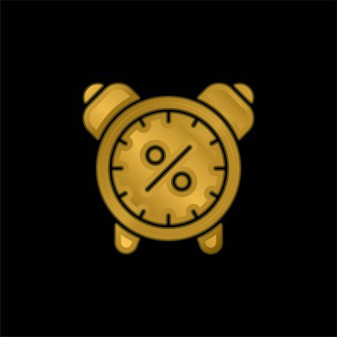 Alarm Saati altın kaplamalı metalik simge veya logo vektörü