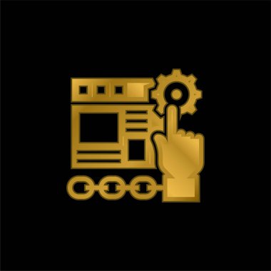 Uygulama altın kaplama metalik simge veya logo vektörü