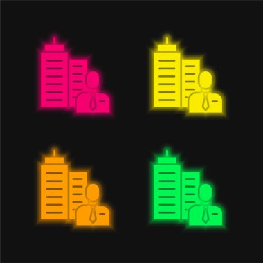 Boss four color glowing neon vector icon clipart