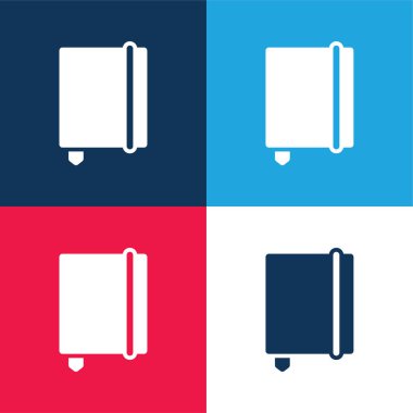 Yer imi mavi ve kırmızı dört renk en az simgesi olan ajanda