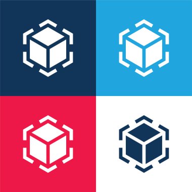 3d Modelleme Mavi ve Kırmızı Minimum Renk Simgesi