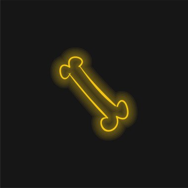Bone Outlined Shape yellow glowing neon icon clipart