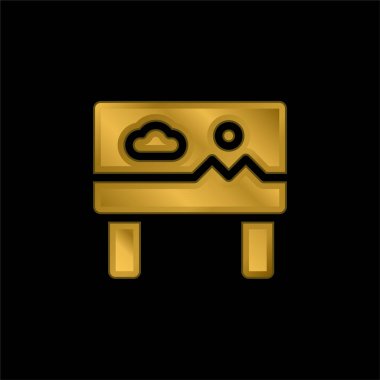 Billboard altın kaplama metalik simge veya logo vektörü