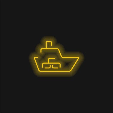 Sarı parlak neon simgesi içinde kutular bulunan tekne lojistik taşımacısıName