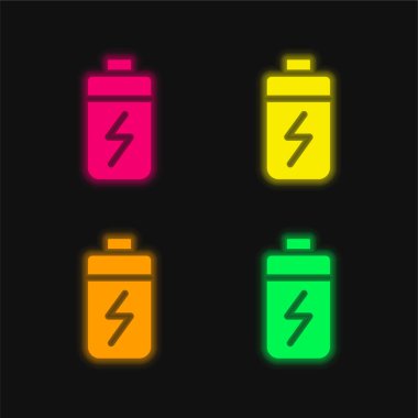 Pil dört renk parlayan neon vektör simgesi