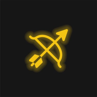 Okçuluk sarı parlak neon simgesi