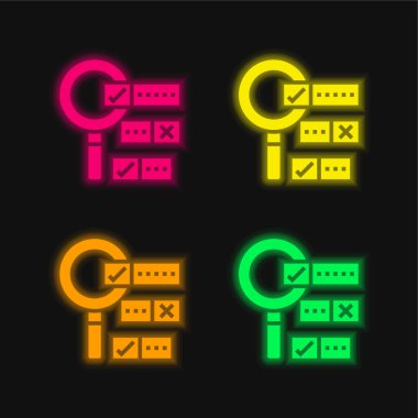 Boolean Arama Dört renk neon vektör simgesi