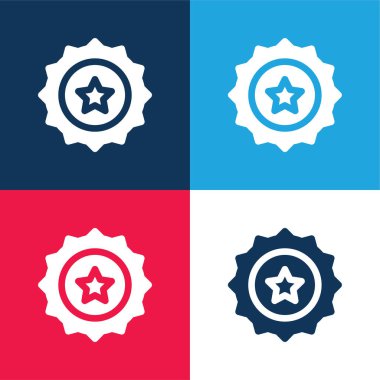 Bira kapağı mavi ve kırmızı dört renk en az simge kümesi