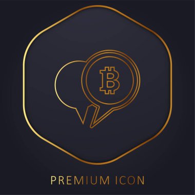 Bitcoin Sembolü Bir Konuşma Baloncuğu Altın Satır prim logosu veya simgesi