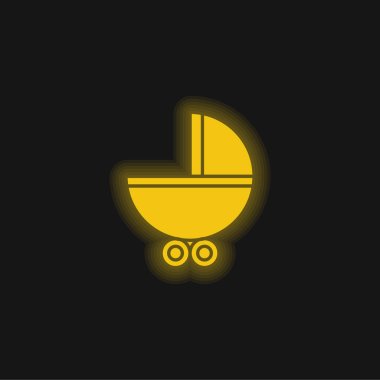 Tekerlekli Bebek Arabası Sarı parlak neon ikonu
