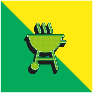 Bbq Green ve sarı modern 3d vektör simgesi logosu