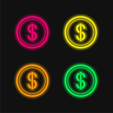 Amerikan Doları dört renk parlayan neon vektör simgesi