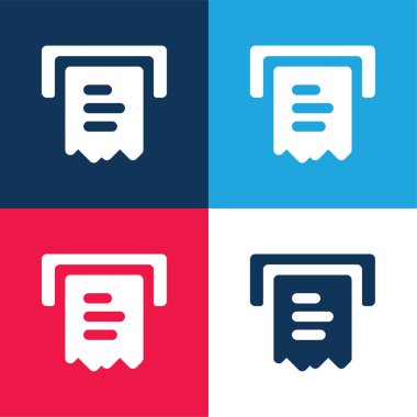 Bill mavi ve kırmızı dört renk minimal simge kümesi