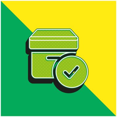 Onaylanmış yeşil ve sarı modern 3d vektör simgesi logosu