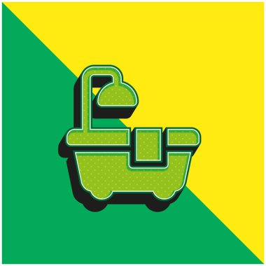 Küvet Yeşil ve sarı modern 3D vektör simgesi logosu