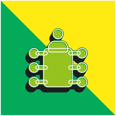 Tahta Yeşil ve Sarı Modern 3D vektör simgesi logosu