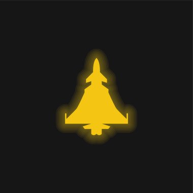 Ordu uçağı silueti sarı parlak neon ikon