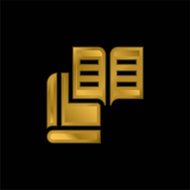 Kitap altın kaplamalı metalik simge veya logo vektörü