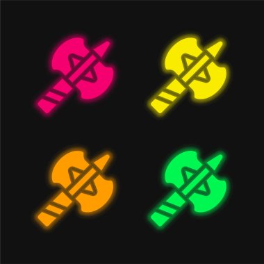 Axe dört renk parlayan neon vektör simgesi