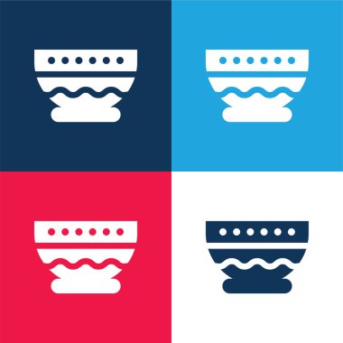 Kase mavi ve kırmızı dört renk minimal simge kümesi