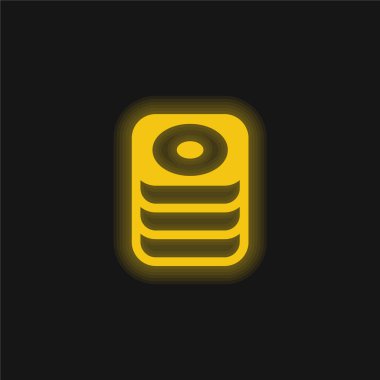 Büyük Veritabanı sarı parlak neon simgesi