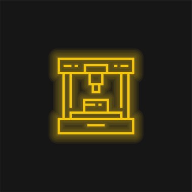 3d Yazıcı sarı parlak neon simgesi