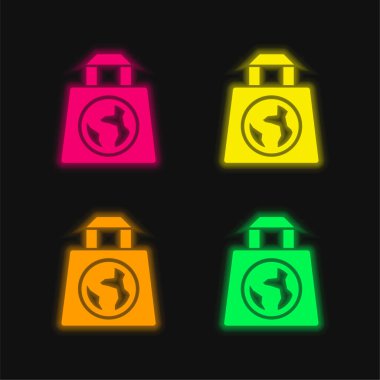 Dört renkli parlak neon vektör simgesi