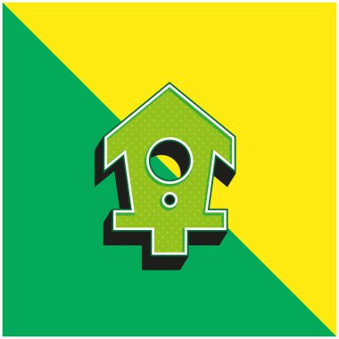 Kuş Evi Yeşil ve Sarı 3D vektör simgesi logosu