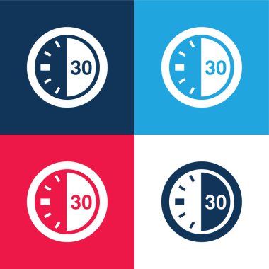 30 Seconds On A Timer blue and red four color minimal icon set clipart